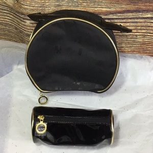 Estée Lauder NWOT Makeup Bag Set Black & Gold